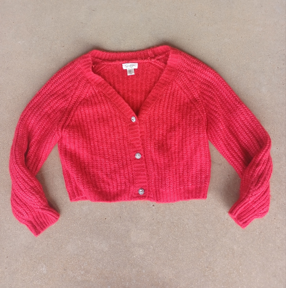 Jessica Simpson Red Knit Cardigan Sweater